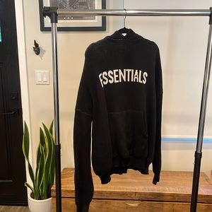 Essentials black and white hooded knitted sweater sweatshirt size Large